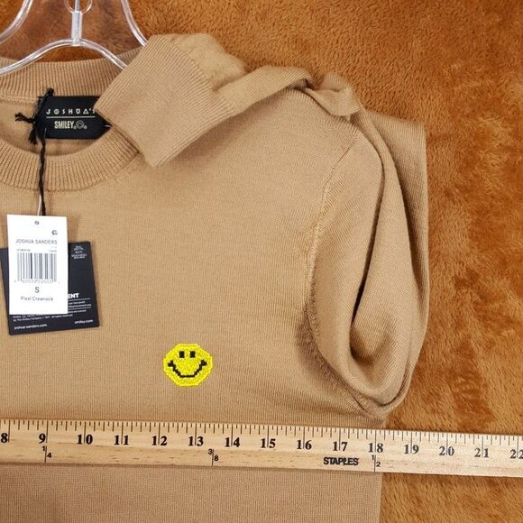 JOSHUA SANDERS Sweater Mens Small Tan PIXEL Crew Smiley Face 100% Wool $351 - Picture 6 of 8